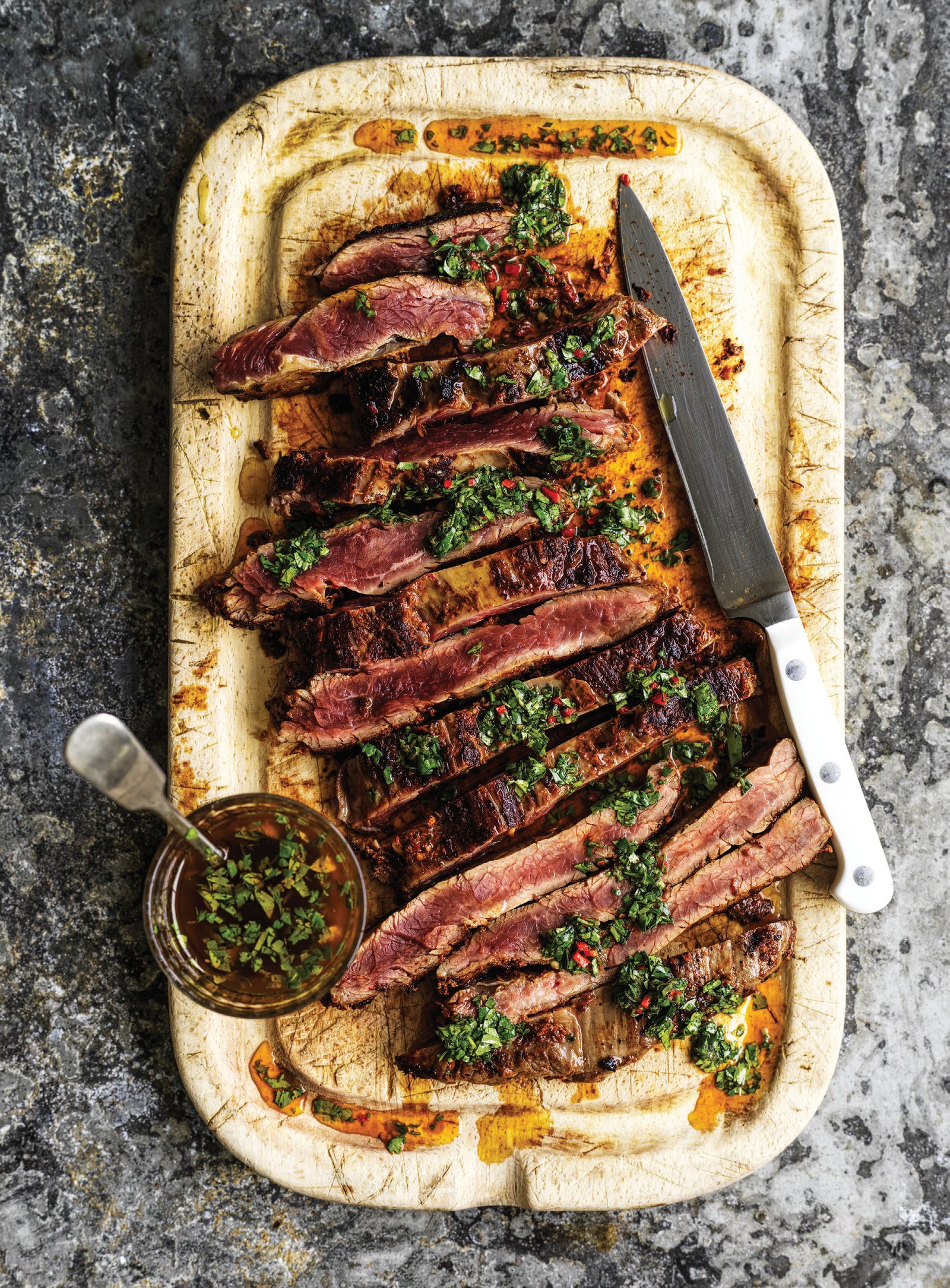 Grilled steak with salmoriglio
